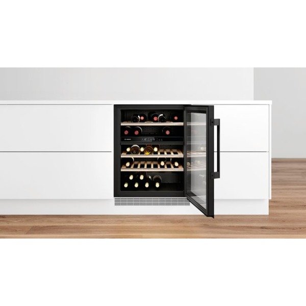 Bosch KWK16ABGB Serie 6, Weinkühlschrank (schwarz, 2 Temperaturzonen)