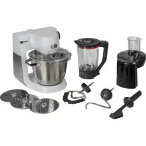 Bosch MUM6EW22 Küchenmaschine (weiß/edelstahl, 1.600 Watt, Serie 6, Patisserie-Set, Mixaufsatz)