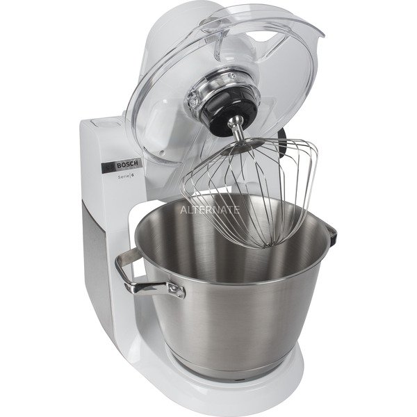 Bosch_MUM6EW22_K_chenmaschine@@100167531_2 Bosch MUM6EW22 Küchenmaschine (weiß/edelstahl, 1.600 Watt, Serie 6, Patisserie-Set, Mixaufsatz)
