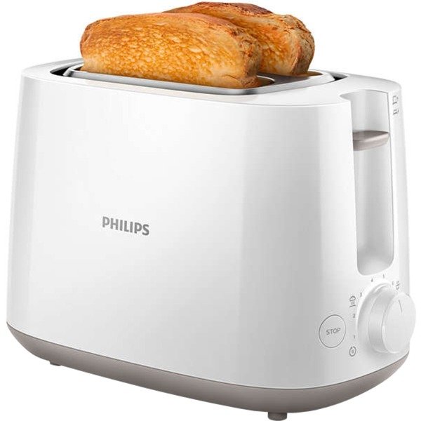 Philips Daily Collection Toaster HD2581/00 (weiß, 900 Watt, für 2 Scheiben Toast)