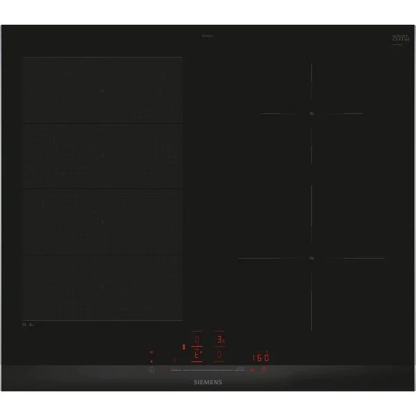 Siemens EX675HEC1E iQ700, Autarkes Kochfeld (schwarz/edelstahl, 60 cm, Home Connect)