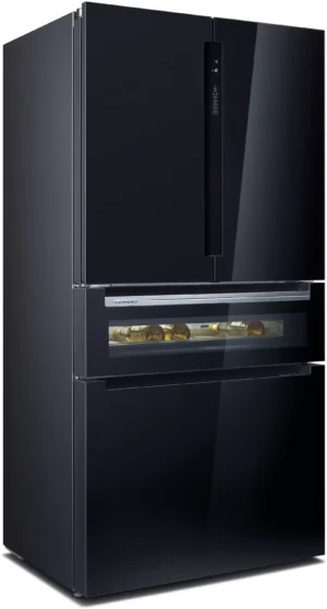 SIEMENS Kühl-Gefrierkombination KF96RSBEA, 183 x 90,5 cm, mehrtürig, Glasfront, Schwarz
