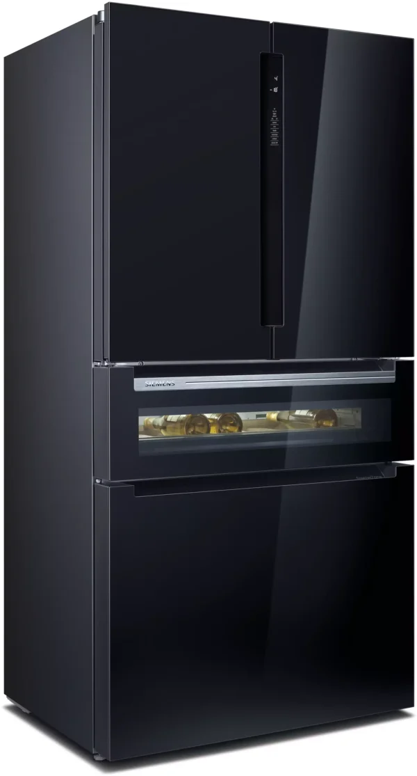 SIEMENS Kühl-Gefrierkombination KF96RSBEA, 183 x 90,5 cm, mehrtürig, Glasfront, Schwarz