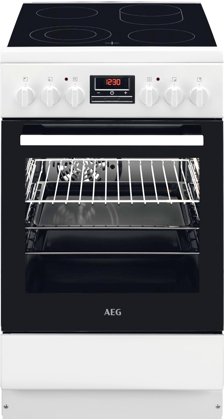 AEG Elektro-Standherd CCB544BGBW, 50 cm Glaskeramik-Kochfeld / Bräterzone