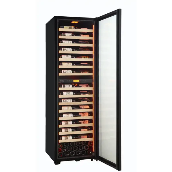 PMW248D_Profile-door-open_1000x1000 MS Noble 152 Flaschen - Metalregale mit Holzfront - 2 Zone - Schwarze