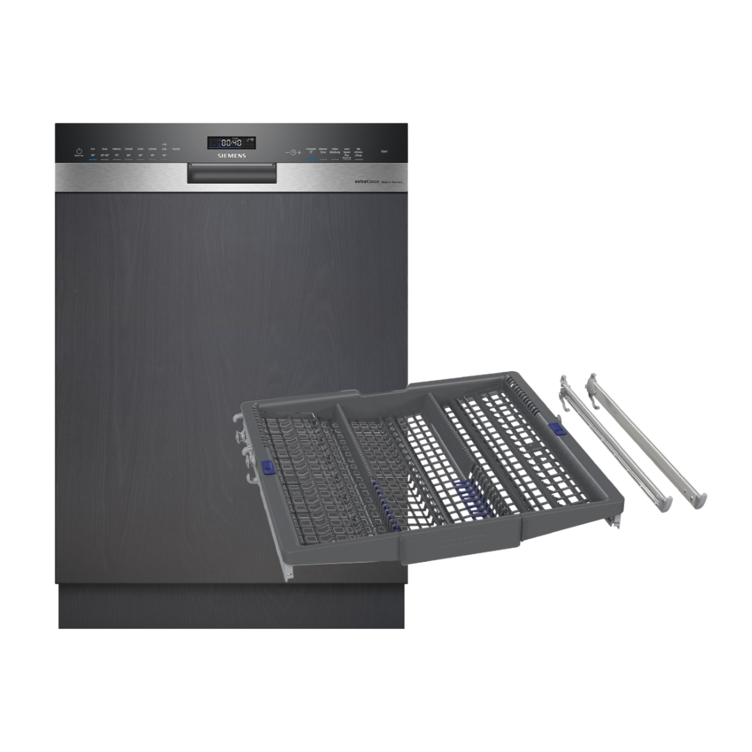 SIEMENS Teilintegrierter Geschirrspüler SN55ESS1BD (SN55ES00BD + SZ36DX04), 60 cm, Gebürsteter Stahl