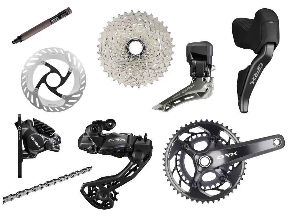 SHIMANO GRX Di2 825 Komplettgruppe 2x12 | Kurbel 172,5 mm Kassette 11-36